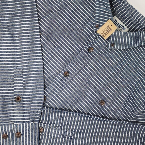 Duluth Trading Co Other - NEW Duluth Trading Free Swingin Flannel Shirt Men Large Tall Blue Stripe NWT‎